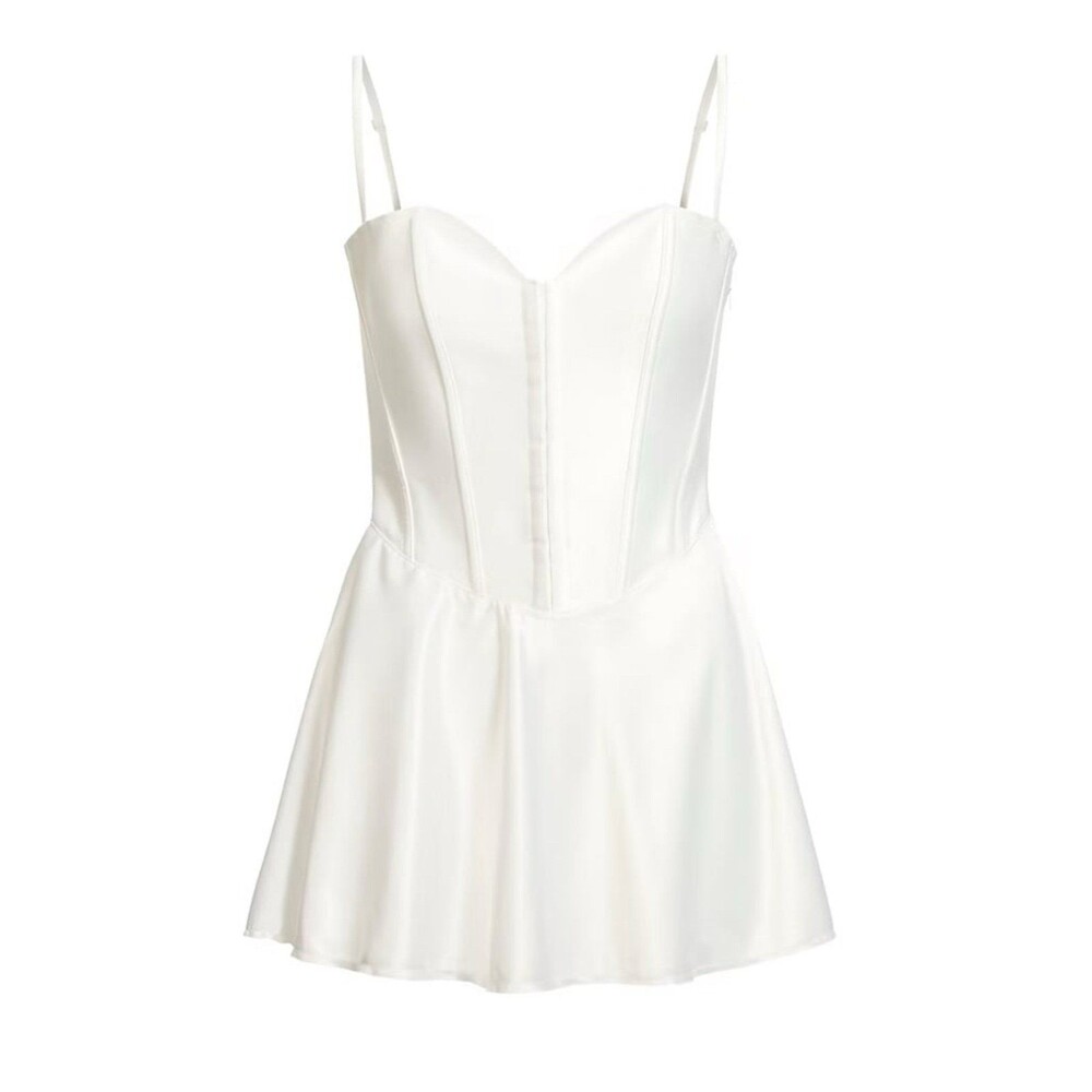 Skims Woven Shine Corset Dress Ivory S